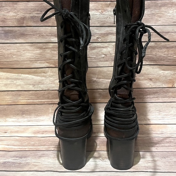 Freebird by Steven Distressed Leather Lace-up Coal Boot in Black - Gray - Picture 5 of 13